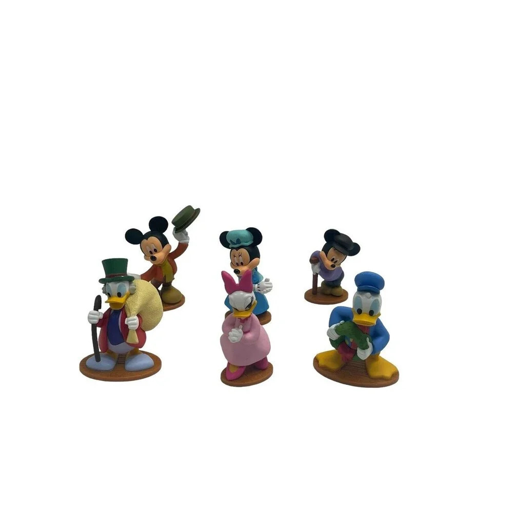 6pcs Disney Holiday Figure Set Mickey's Christmas gift Minnie Scrooge Plus 3”